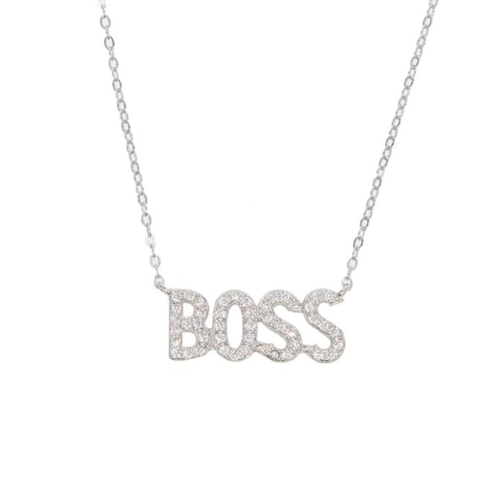 BOSS pave‎ letters necklace